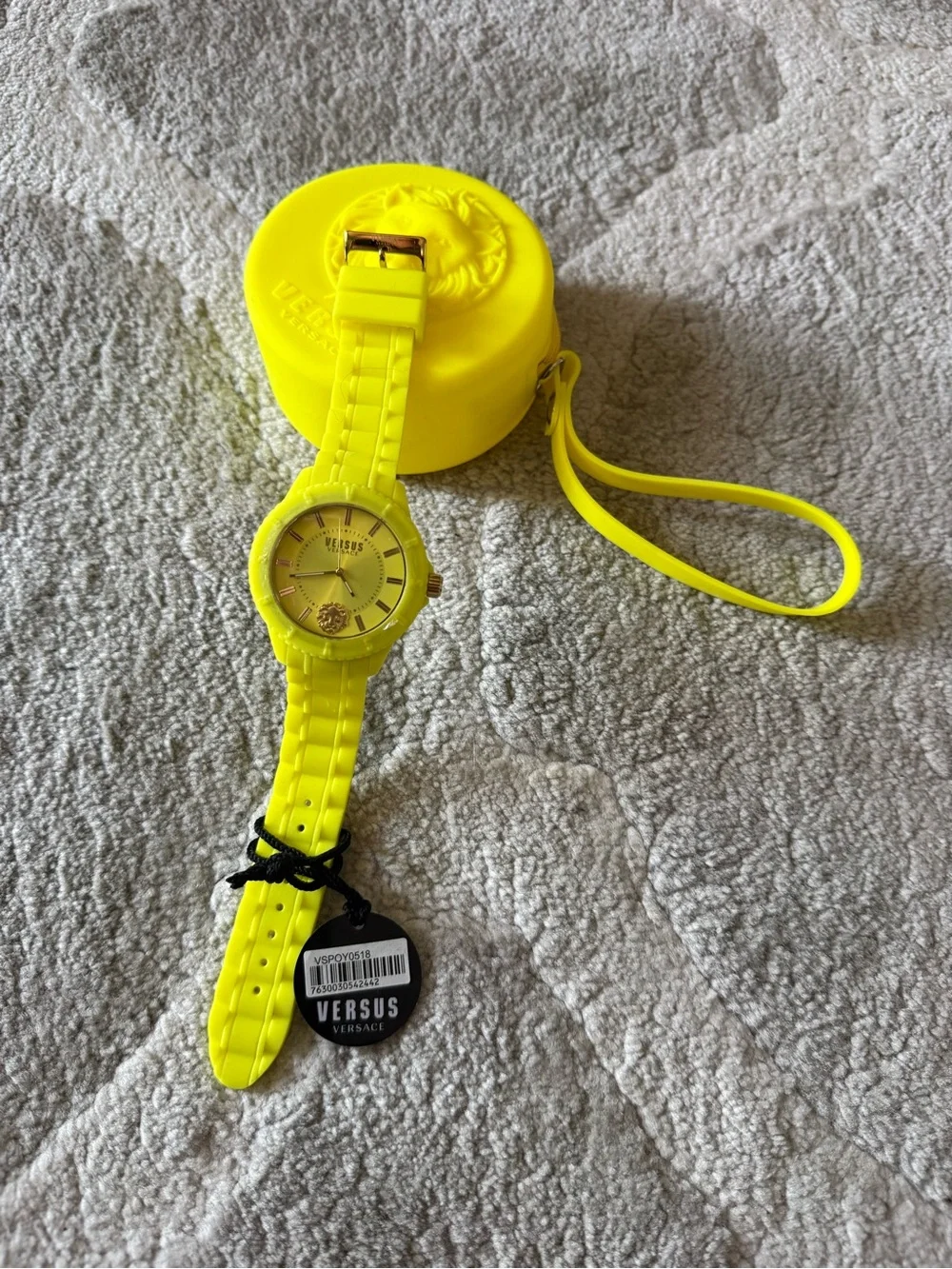 Versus Versace Neon Yellow Silicone Lion Watch and Round Case